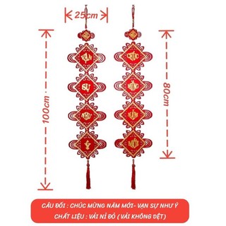 Bộ 2 khánh liễn chúc mừng năm mới và vạn sự như ý treo trang trí năm mới