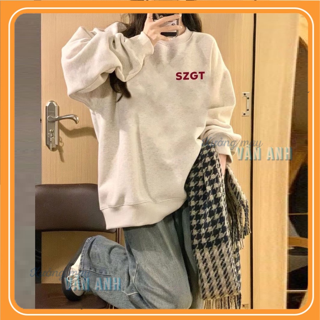 Áo Sweater SZGT chất Nỉ Bông Form Rộng Nam Nữ Unisex Dáng Oversize Xám Tiêu