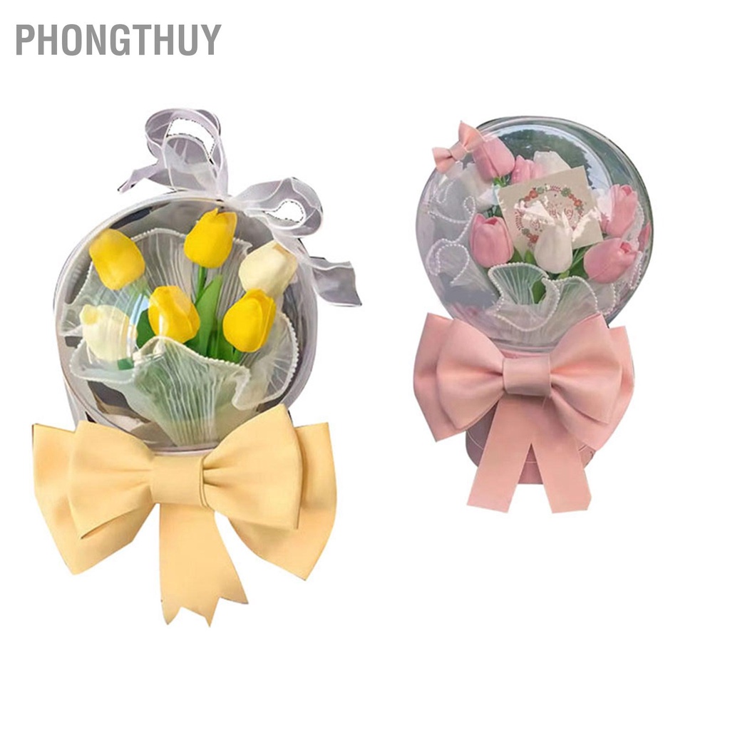 PhongThuy Bó hoa Tulip DIY cho bạn gái Thủ công nhân tạo tinh tế giả để trang trí đám cưới