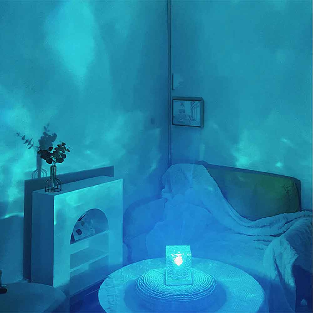 Decoration Sea Wave Night Light Rotating Water Ripple Small Night Lamp Creative Bedroom Bedside Flame Atmosphere Lamp Dynamic