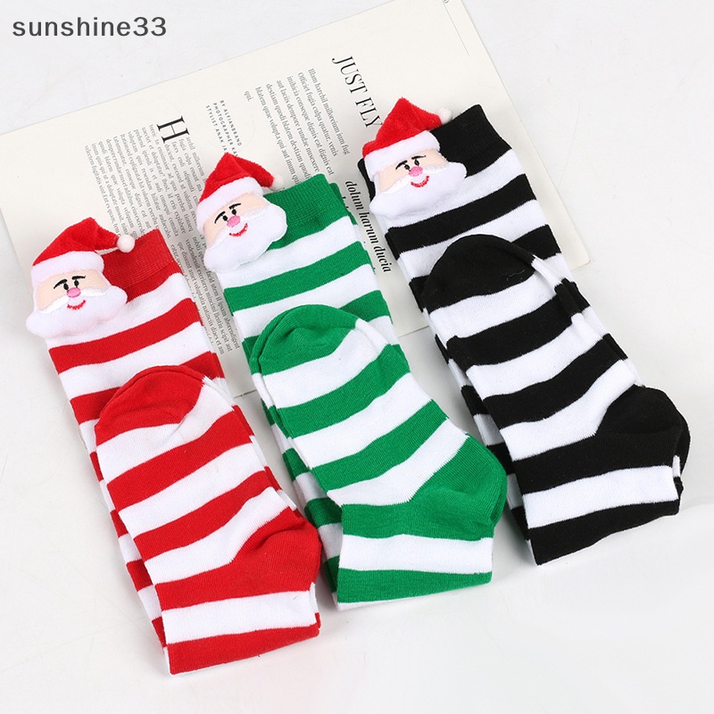 Vớ Dài Qua Gối In Họa Tiết Giáng Sinh / Ông Già Noel Dễ Thương Thời Trang Thu Đông Cho Bé