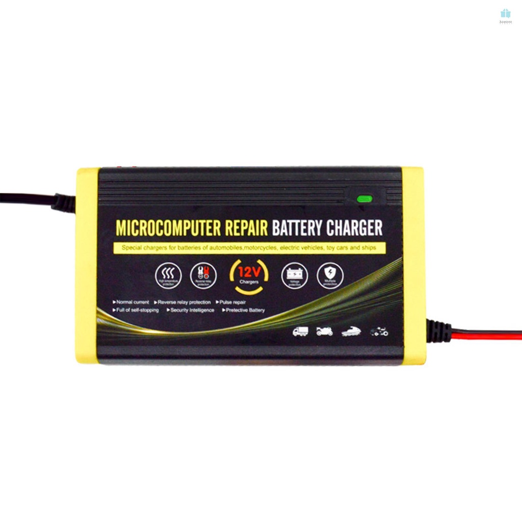 Compact Car Battery Charger - 12V 6A Intelligent Repair Charger for Motorcycles, Cars, and SUVs