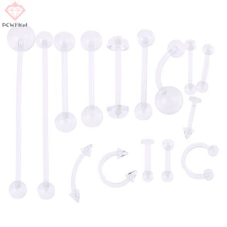   pcwfkef  Set 15 Khuyên Rốn   Lưỡi   Môi   Lưỡi   Rốn Trong Suốt Mới 