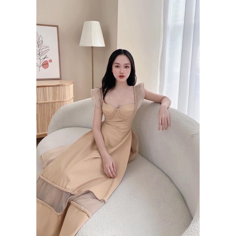 SET ÁO DÀI NÂU CÚP NGỰC TAY TIÊN +QUẦN SUÔNG