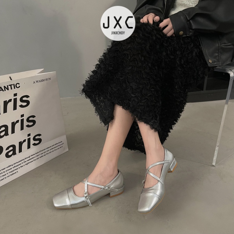 Giày Cao Gót Mũi Vuông Bằng Da Thời Trang Hàn Quốc Chất Lượng Cao