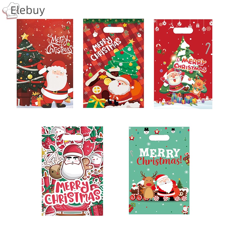 Bộ 10 / 50 túi đựng bánh kẹo ELEBUY trang trí Giáng Sinh năm