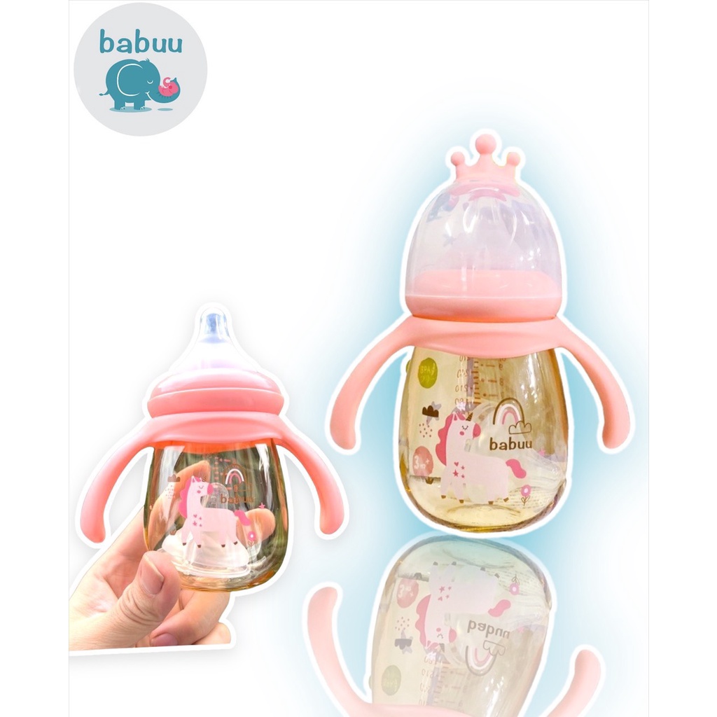 Bình sữa Vương Miện PPSU Babuu có tay cầm cho bé babyforlove
