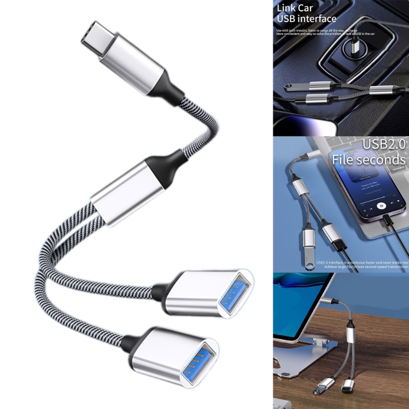 Fa 2 in1 Type C sang USB Bộ chia cáp HUB 2 cổng Bộ chuyển đổi USB Type C