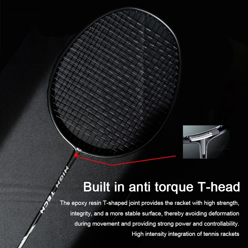 Weijiaott 1 Vợt Cầu Lông Đơn Bằng carbon Siêu Nhẹ 4u Cho Người Lớn vn