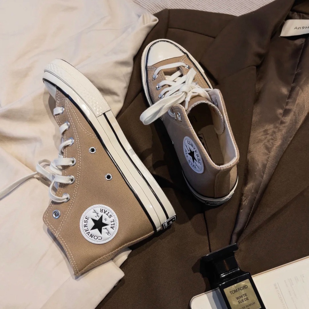 Co 1970s Giày Thể Thao canvas Cổ Thấp Màu Trà Sữa Cho Nam Và Nữ