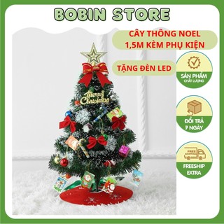 Cây thông noel 1m5 đầy đủ phụ kiện, cây thông đi kèm bộ phụ kiện giá rẻ