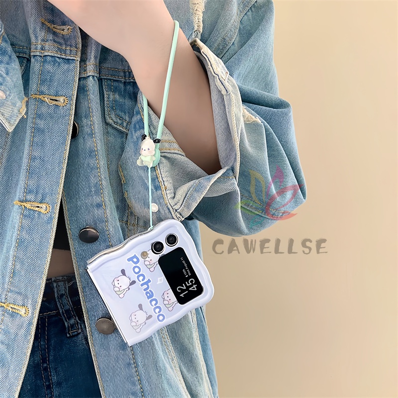 Ốp Điện Thoại tpu Silicon Mềm Họa Tiết Hoạt Hình Có Dây Đeo Cho samsung galaxy z flip 5 z flip 4 flip 3 4 5