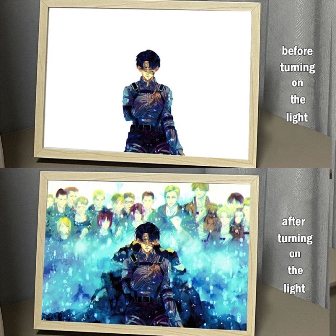 Tranh Treo Tường 3 Màu Hình anime attack on titan Mừng Năm Mới