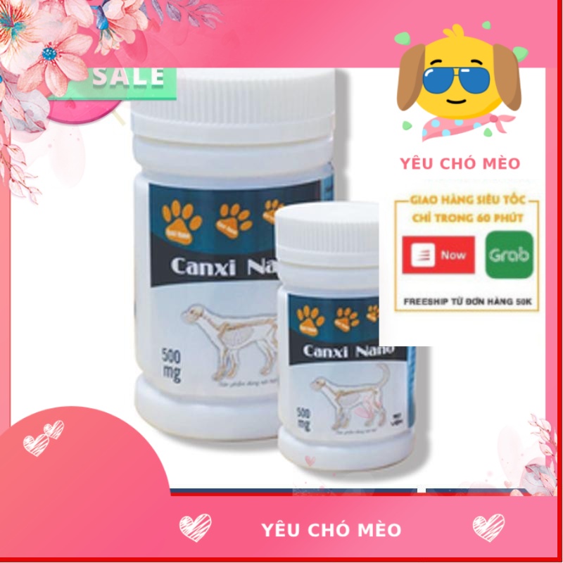 Canxi nano chó mèo cho chó bầu phục hồi bị hạ bàn tai cụp (150viên/lọ)