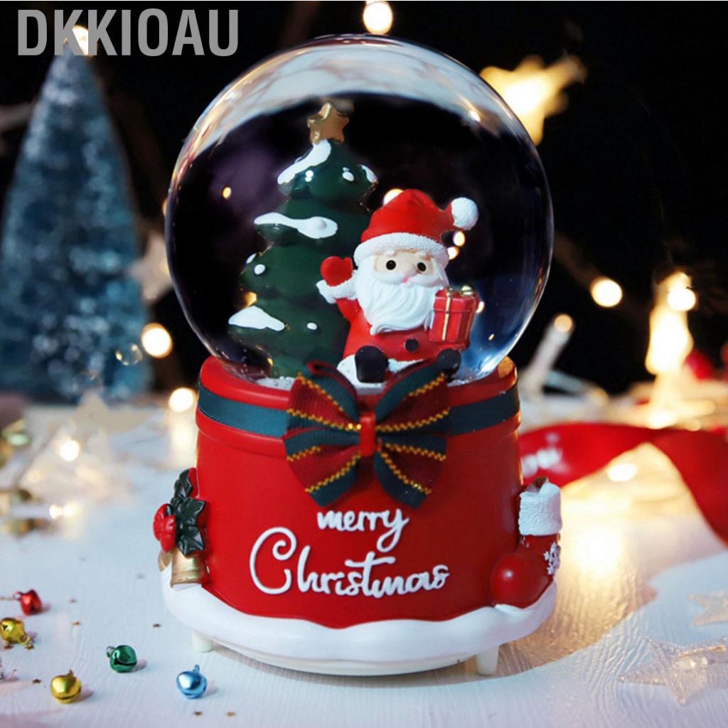 Dkkioau Luminous Christmas Music Box Crystal Ball Cartoon Santa Musical Snow Globe Decoration Ornament Home Decor