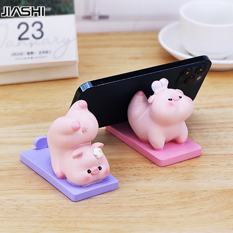 JIASHI Dễ Thương Giá Đỡ Điện Thoại / Máy Tính Bảng Hình Chú Heo Đáng Yêu