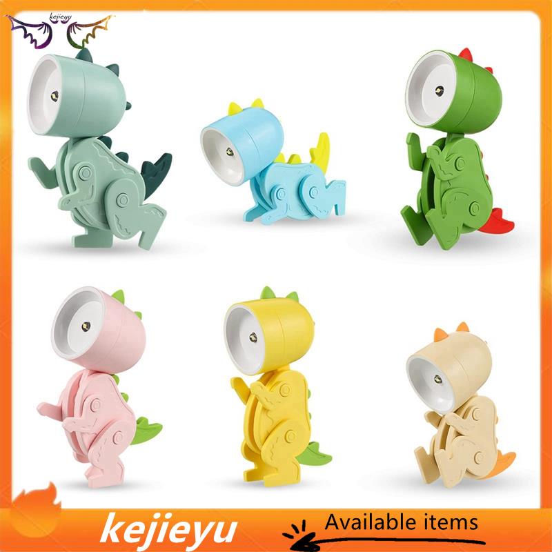 Bộ 6 Đèn led Để Bàn mini Bằng Nhựa Kích Thước 5.1x3.6x9.8cm Hình Khủng Long Dễ Thương Cho Bé