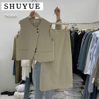 Shuyue gile áo áo+vest+nữ vest set nữ trendy thời trang casual cổ xưa wmj2390vom 42z231017