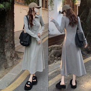 Đầm Dệt Kim Tay Dài Cổ polo Thời Trang Xinh Xắn Cho Nữ