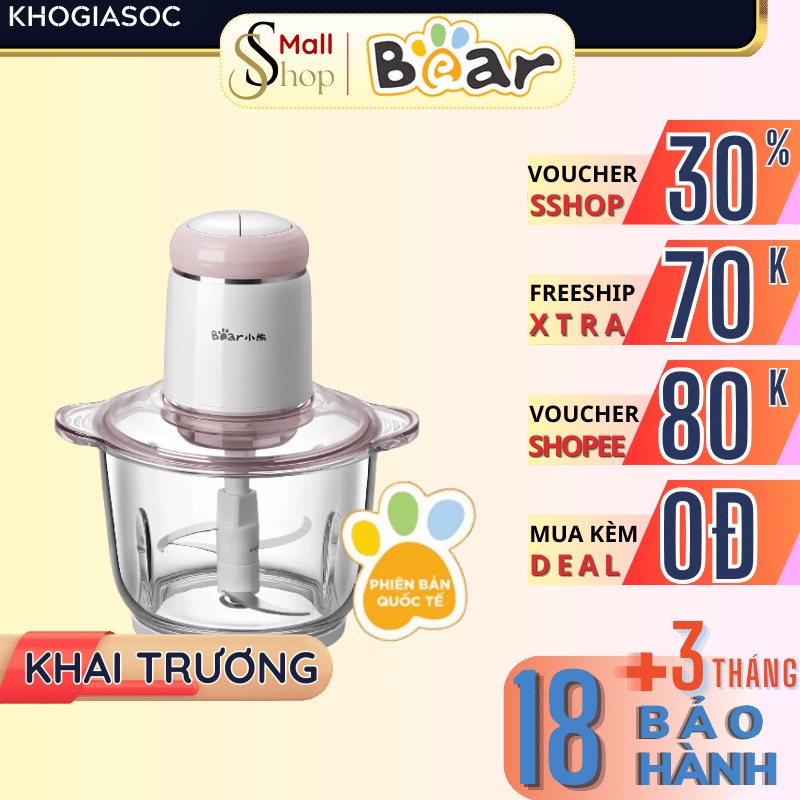 [Quốc tế] Máy xay thịt đa năng 2L Bear Chính hãng, TẶNG GĂNG TAY, cối xay thủy tinh an toàn QSJ-B03K2 - SSHOP OFFICIAL