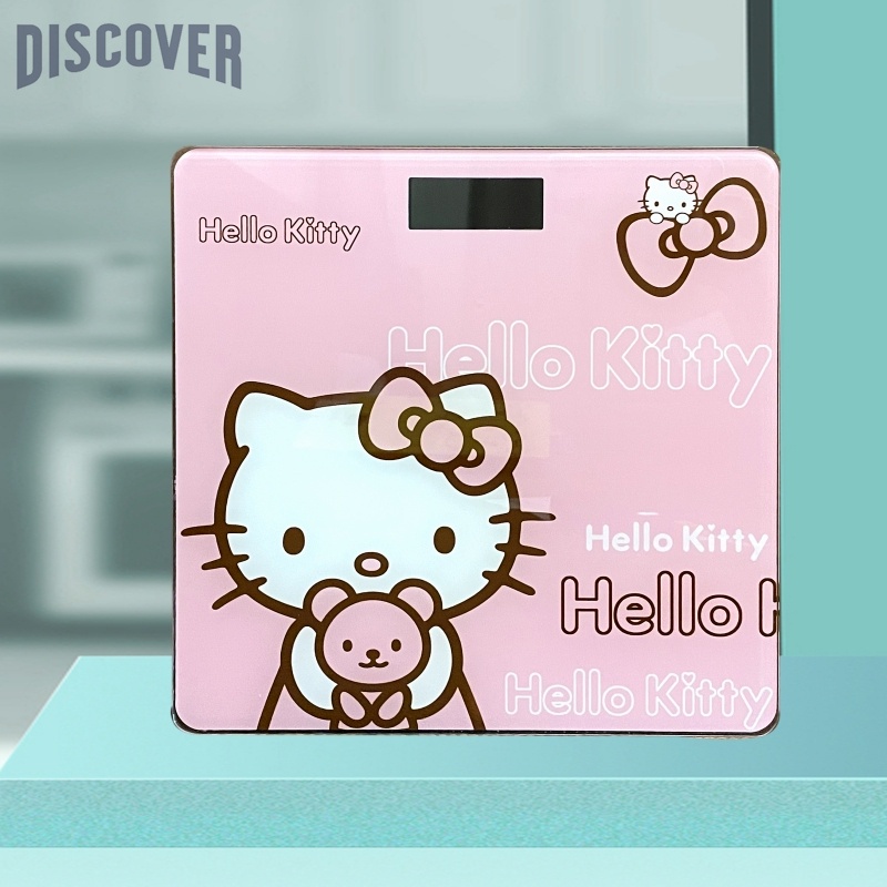 Cân Sức Khỏe Điện Tử Hello Kitty Màn Hình Lcd Rõ Nét Kính Cường Lực Cao Cấp Chịu Lực Tốt Thiết Kế Gọn Nhẹ Tặng Pin