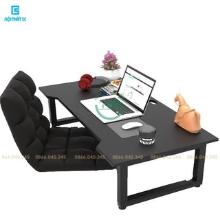 Bàn làm việc, bàn gaming gấp gọn học tập ngồi bệt, gấp thấp kích thước lớn chân sắt 4x4cm chữ U phủ sơn tĩnh điện
