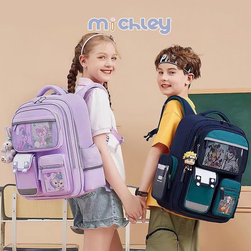Michley Ba Lô Đi Học Siêu Nhẹ Cho Bé Lớp 1~3 ~ 6