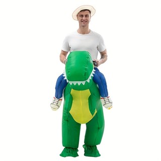 Bộ đồ bơm hơi hóa trang khủng long màu xanh lá cây vui nhộn dùng biểu diễn sân khấu / giáng sinh / lễ tạ ơn