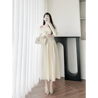 Váy len dài trễ vai V012402