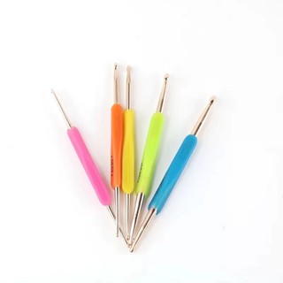 Bộ 5 que móc len 2 đầu mô phỏng hamanaka, đủ màu sắc - kim móc len nhựa 2 đầu cán dẻo đủ size giá rẻ