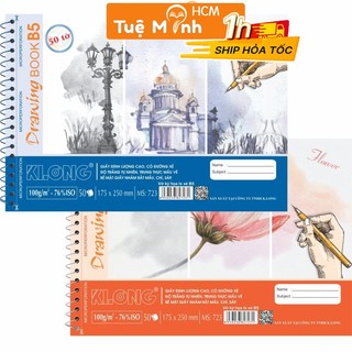 Vở vẽ kỹ họa B5 50 tờ 100 trang gáy lò xo xé thuận tiện KLong MS 723 giấy 100gsm