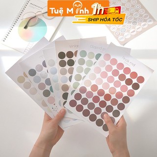 Bộ 48 sticker dán hình tròn nhiều màu, nhãn dán dot dán Bullet journal, Planner