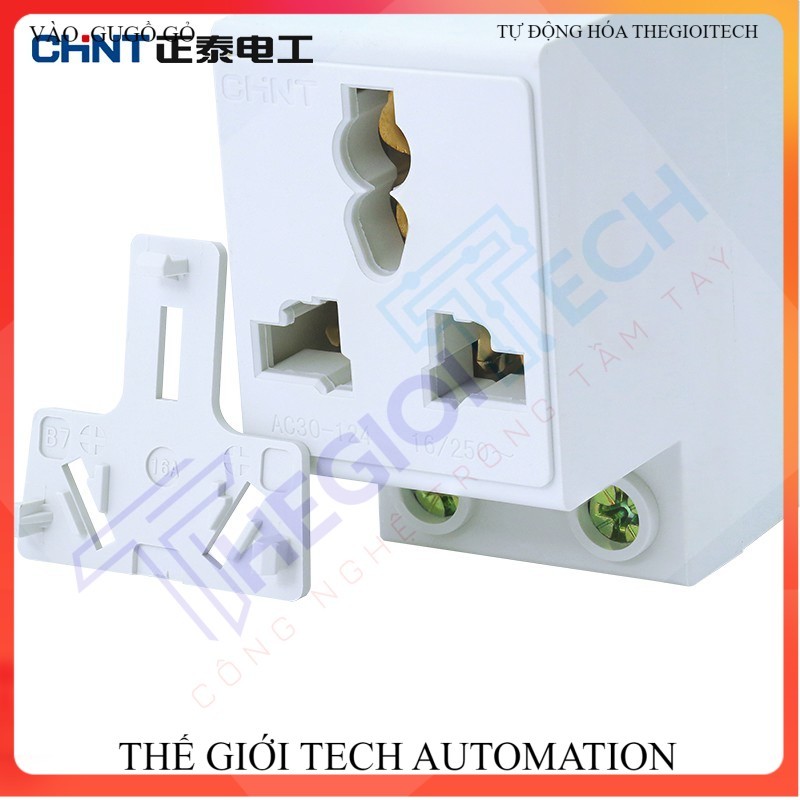 TGT (CHINT) | Ổ Cắm 3 Chân AC30-124 | Gắn Thanh Ray | An Toàn