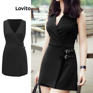 Đầm Lovito màu trơn có khóa phong cách thường ngày cho nữ L85AD182