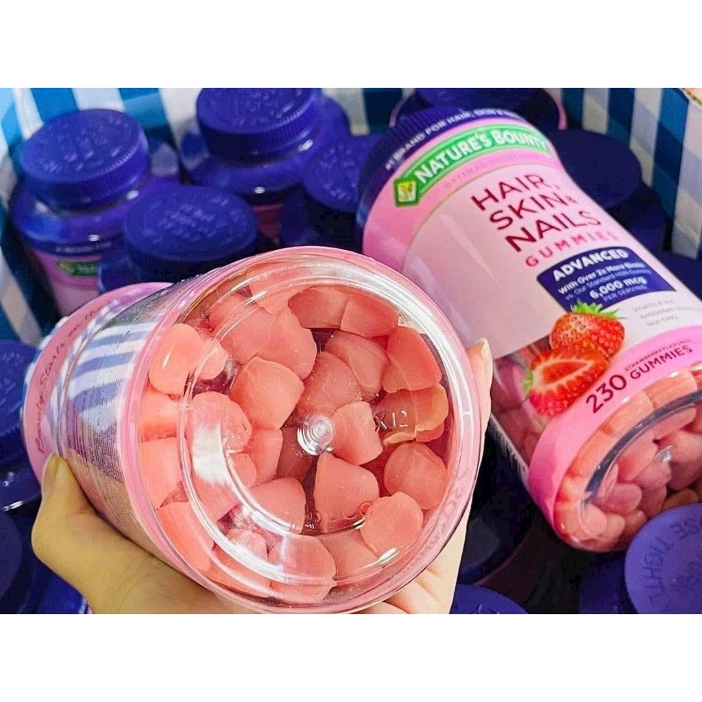 Kẹo Dẻo Nature's Bounty Hair Skin & Nails Gummies Advanced 6000mcg của Mỹ hộp 230 viên 250 VIÊN