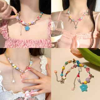 Vòng cổ choker Mặt Ngôi Sao Màu Hồng / Xanh Dương Ngọt Ngào Cá Tính