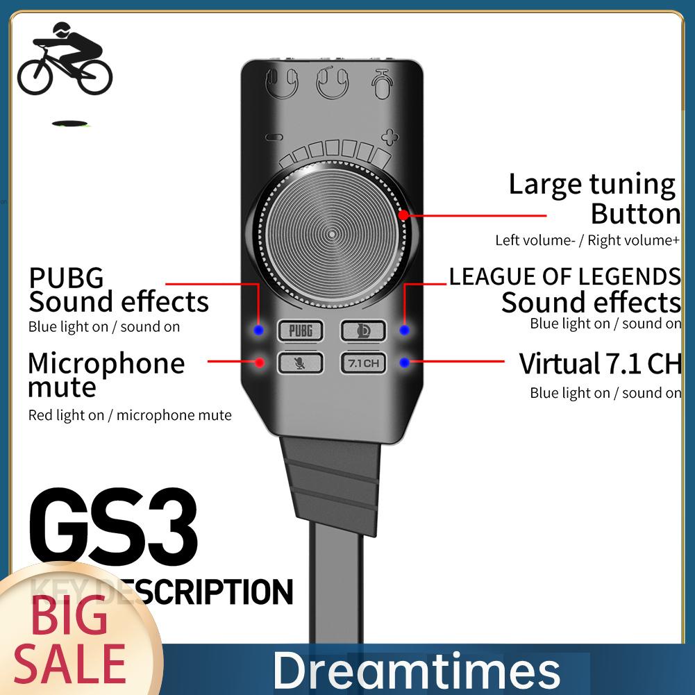 Thẻ Chuyển Đổi Âm Thanh usb 3.5mm gs3 7.1 Cho pc dreamtimes1.vn