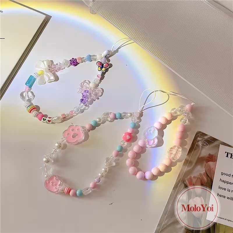 Hoạt Hình Vòng Tay Chuỗi Ngọc Trai acrylic Hình Gấu Nhiều Màu Dễ Thương Cho Nữ