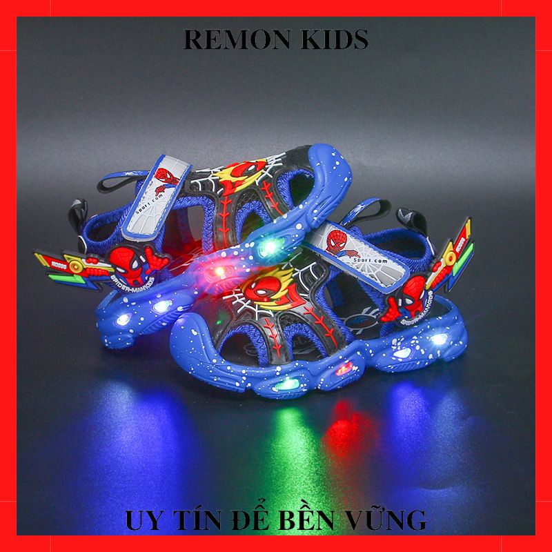 Sandal siêu nhân nhện Spider-man phát sáng đế mềm,êm chân chống trơn trượt  cho bé đi học,đi chơi