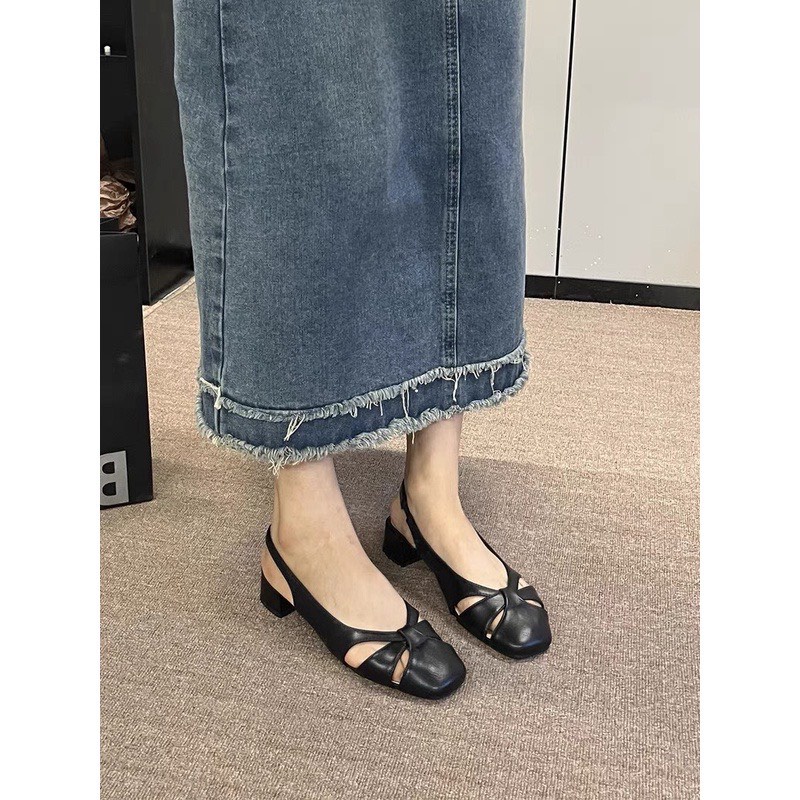 Giày sandan nữ đế tru vuông cao 3cm,chất da mềm êm chân ,hàng QC cao cấp SD163 ANN_Official