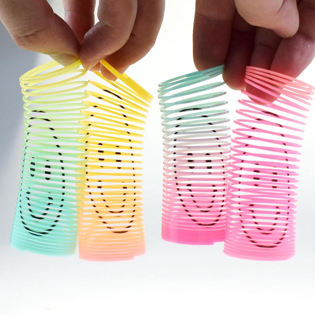 Đồ Chơi Lò Xo Hình Tròn Họa Tiết Mặt Cười Màu Cầu Vồng Cho Bé u6e5