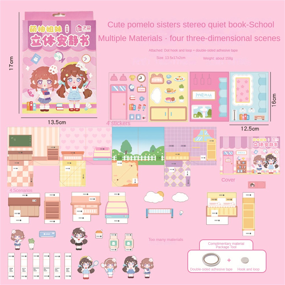 MOMO Sauce Dress Tủ quần áo Sách yên tĩnh Handmade DIY Sticker Book cho trẻ em Sách Doudou giải nén Sách hướng dẫn Guka Chất liệu ღ Giá thấp nhất
