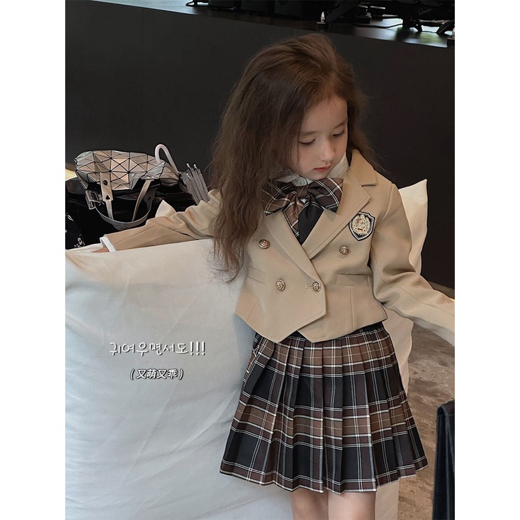 Bộ Áo Khoác + Chân Váy Phong Cách Mỹ Thời Trang Xuân Thu Xinh Xắn Cho Bé Gái 110-160