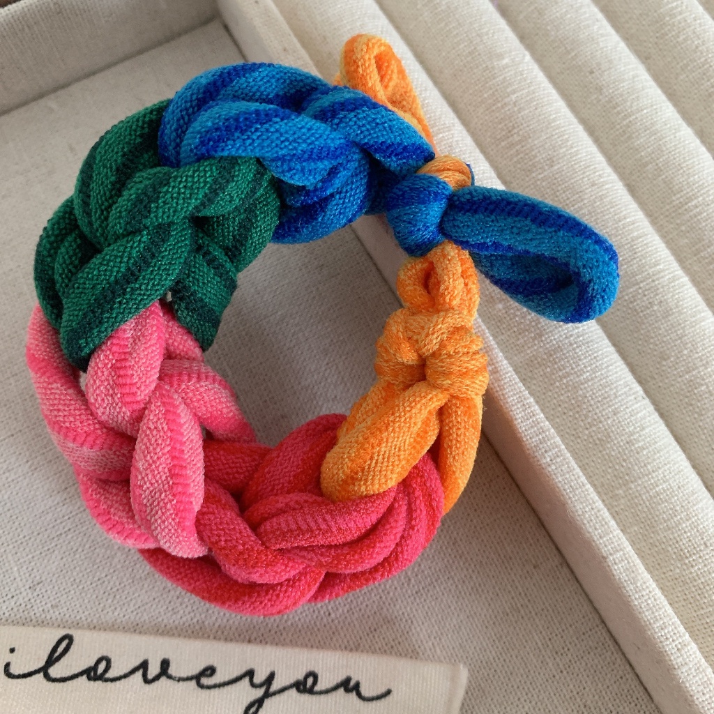 Băng Đô Cài Tóc Cao Su Dày Co Giãn Màu Cầu Vồng Phong Cách Mới 2023 Cho Nữ