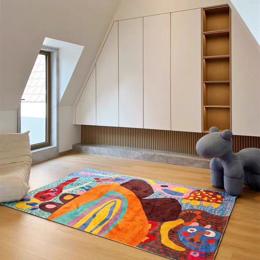 Hoạt Hình Thảm Trải Sàn Phòng Khách / Ngủ Bằng Vải Bông Dày Dặn Cách Âm Chống Trượt Họa Tiết graffiti