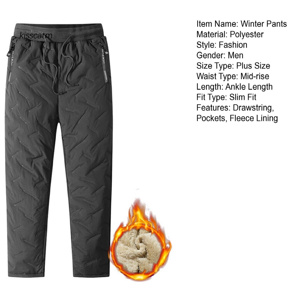 Quần jogger Màu Trơn Lót Lông Cừu Giữ Ấm Mùa Đông Cho Nam