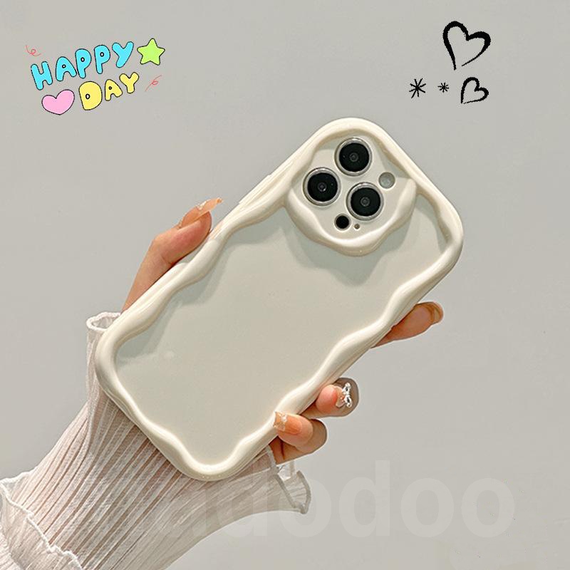 Casing VIVO Y91C Y95 Y1S Y91i Y93 Y95 Y19 Y85 Y51 2020 Y51S Y31 2021 Y53S 4G V21E V20 Z1 S1 V15 Pro V9 Youth ins High sense simple solid color Wavy Cream Edge Fine Hole Airbag Anti-fall Clear Soft Phone Case YX 01