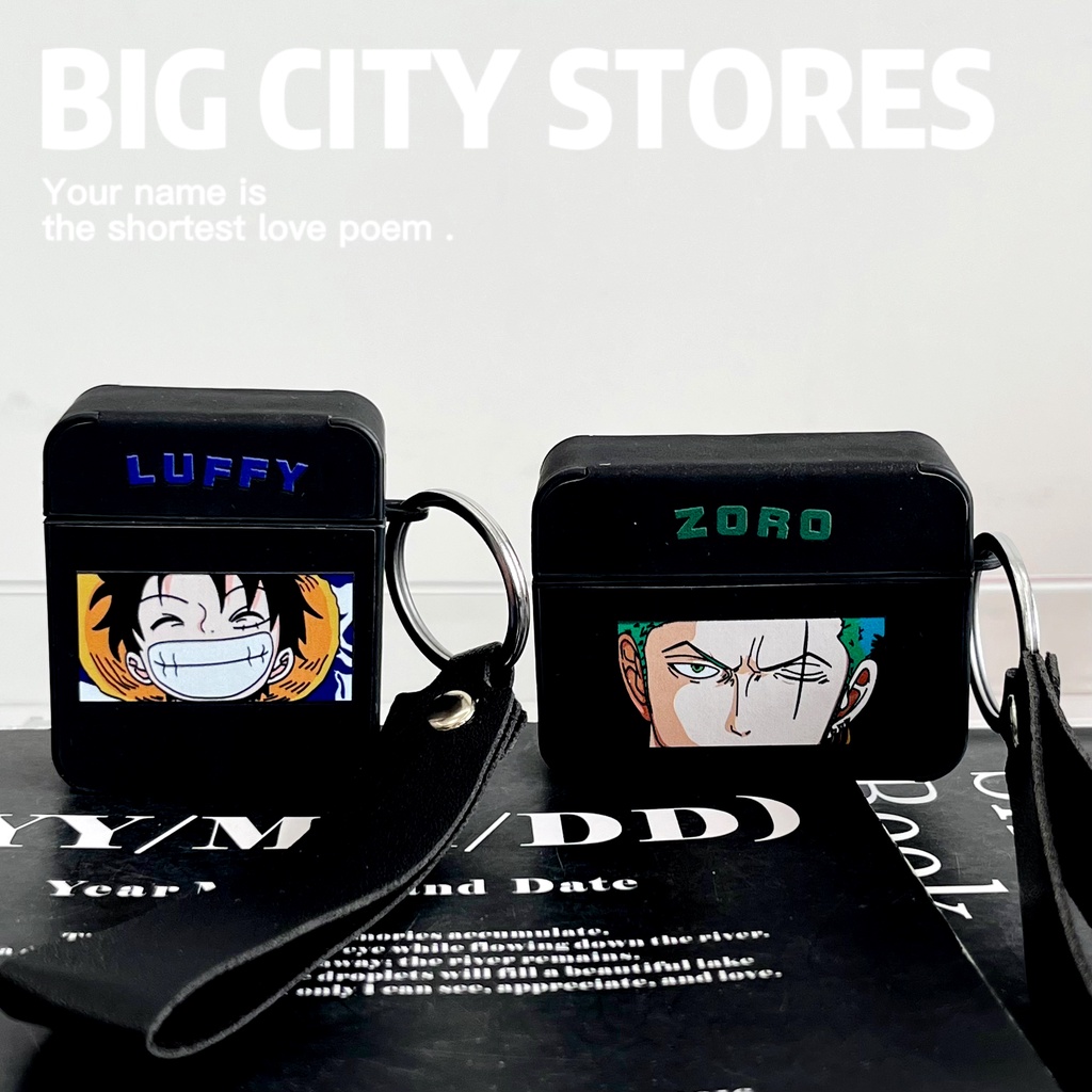 Vỏ Bảo Vệ Hộp Sạc Tai Nghe airpods1 / 2 airpods3nd  airpodspro2 Bằng Da Mềm Họa Tiết luffy / zoro Độc Đáo Ốp