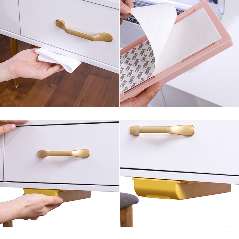 Hộc dán ngăn bàn, ngăn kéo bàn mini để bút thước Văn Phòng Phẩm, ngăn kéo bàn trang điểm-BOMME