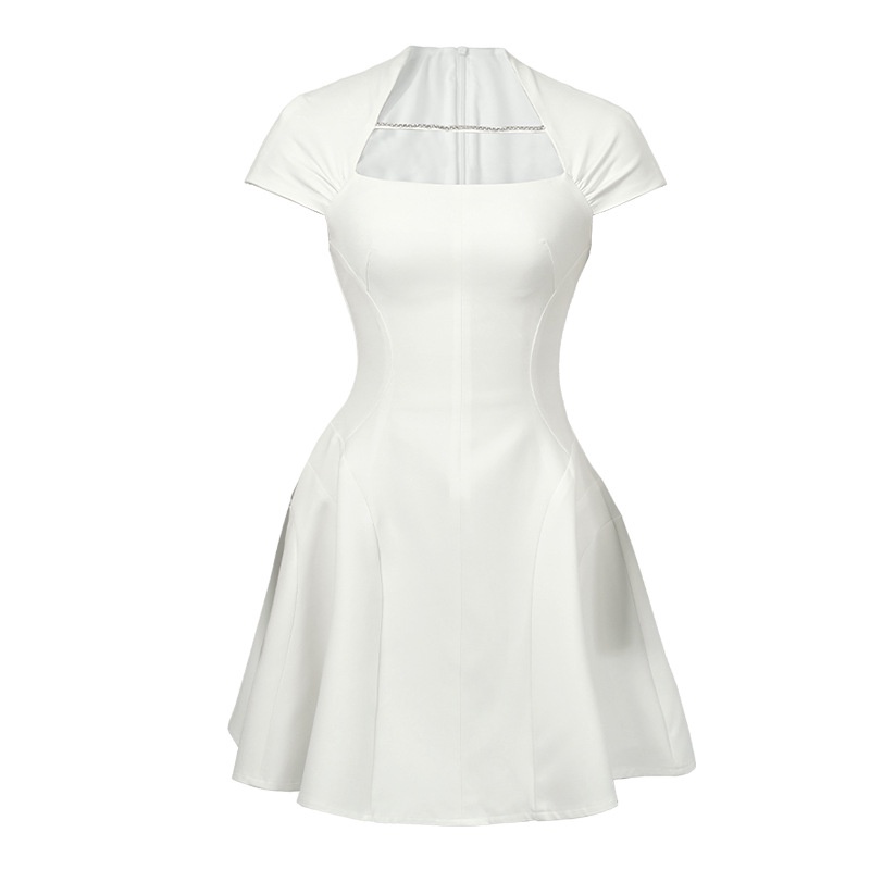 Đầm Dáng Chữ a Cổ Vuông Đính Ngọc Trai Phong Cách Thời Trang Mùa Hè Pháp Hàng Mới 2023 9615